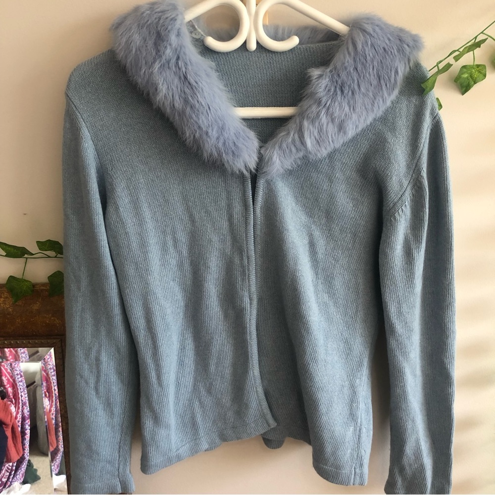 Blue fluffy cardigan